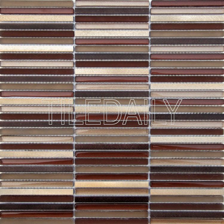 bronze metallic stix glass and metal mosaic wall tile