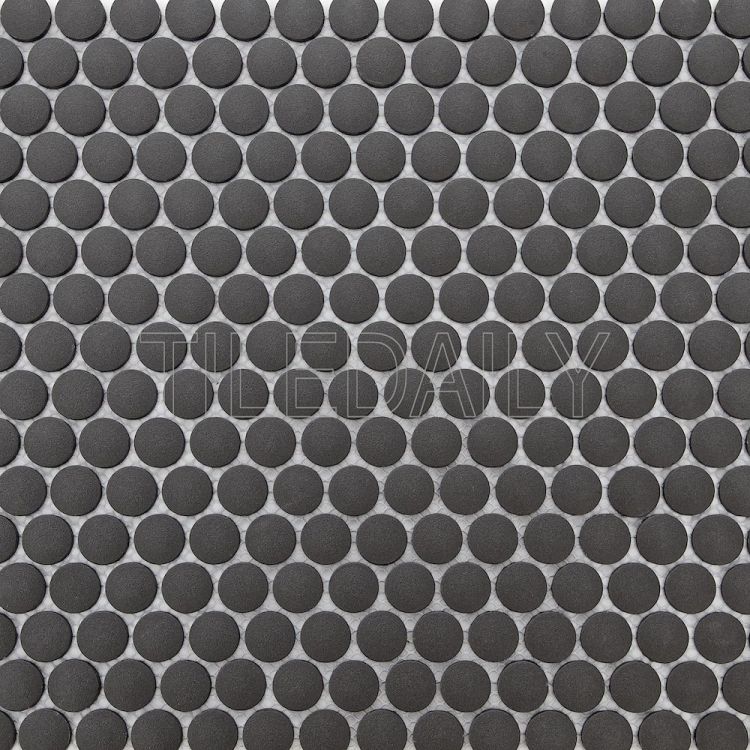 Retro Penny Round Mosaic, Dark Grey, TileDaily