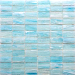 glacier brick glass mosaic pool tile iridescent blue green