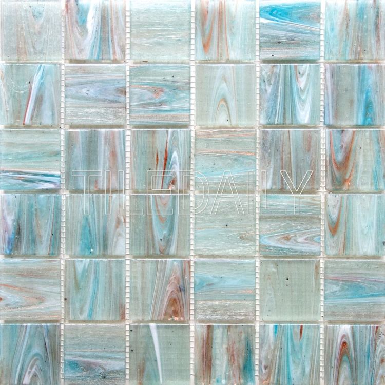 glacier square glass mosaic pool tile iridescent blue