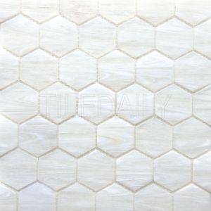 glacier hexagon glass mosaic pool tile iridescent blue