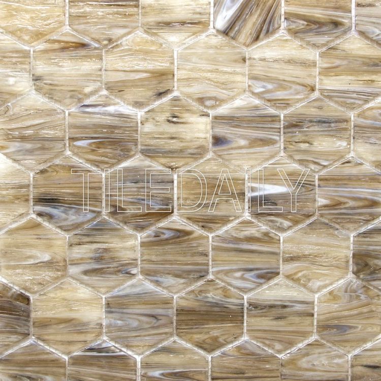 glacier hexagon glass mosaic pool tile iridescent blue