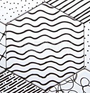 abstract pattern hexagon porcelain tile black and white for wall and floor
