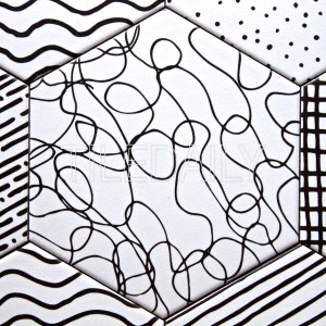 abstract pattern hexagon porcelain tile black and white for wall and floor