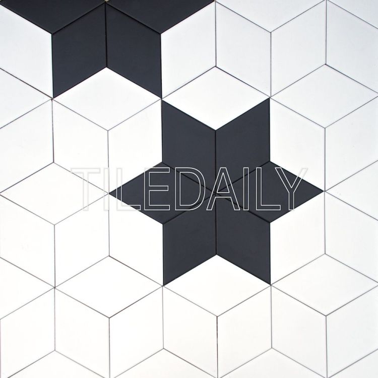 diamond cube Illusion ceramic wall tile black and white