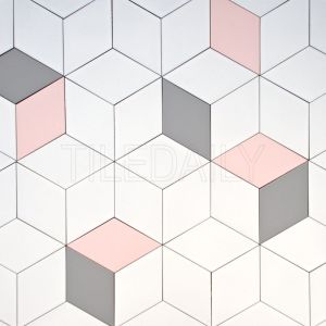 diamond cube Illusion ceramic wall tile pink grey white