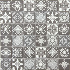 Grey Encaustic Pattern Ceramic Mosaic Wall Tile