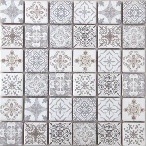 Grey Encaustic Pattern Ceramic Mosaic Wall Tile
