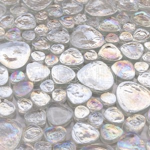 ice white iridescent pebble glass mosaic tile for wall and shower floor