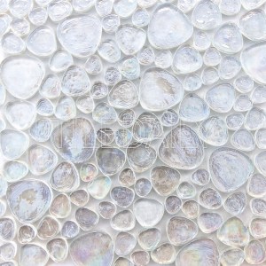 ice white iridescent pebble glass mosaic tile for wall and shower floor