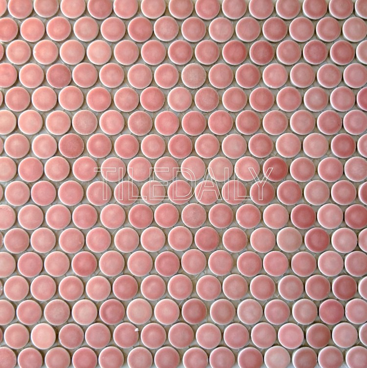 pink penny round mosaic for wall and floor tile